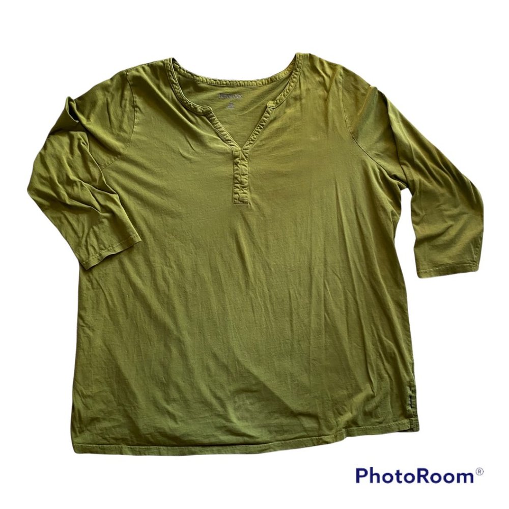 Roaman's Y-Neck Ultimate Tunic, 4X, Green